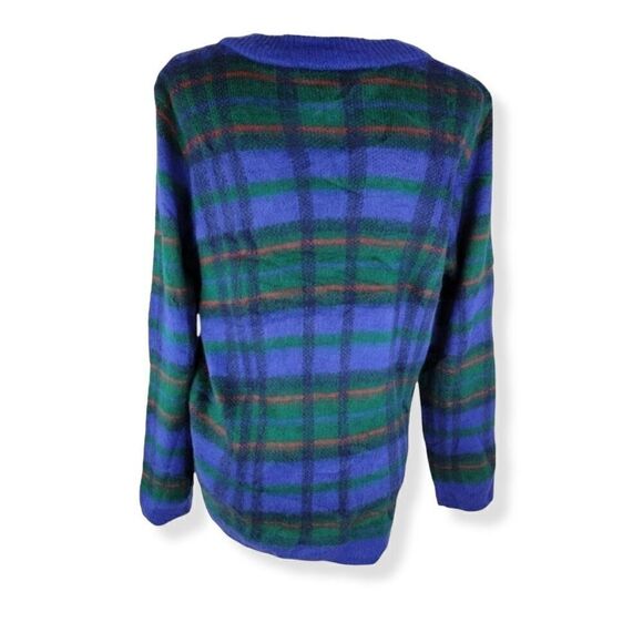 NWT St. John's Bay Blue Plaid sweater size Medium - Picture 2 of 5